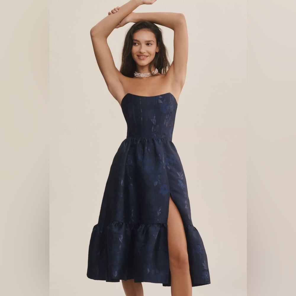 V. Chapman Virginia Dress in Navy Baroque Floral